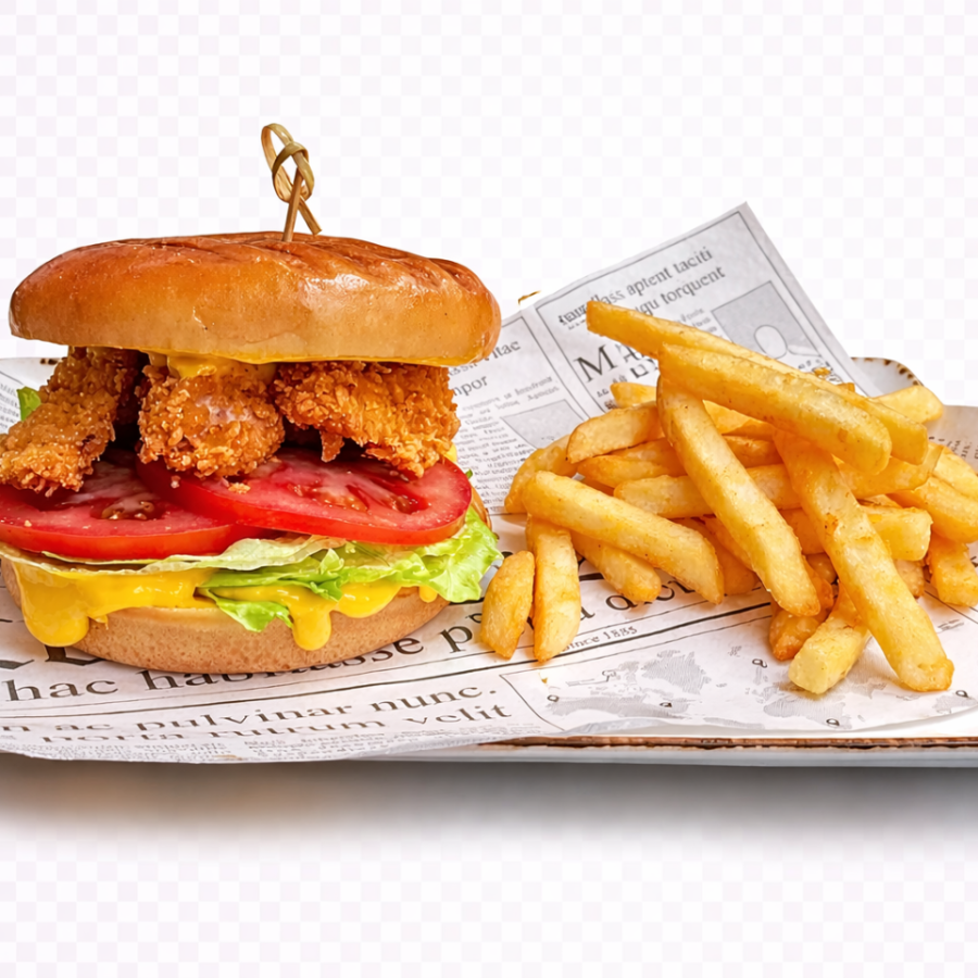 Бургер с хрупкаво пиле